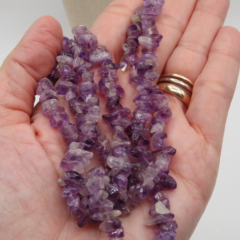 Amethyst Chip Beaded Continuous Strand Necklace - image 3